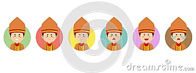 South Sumatra Avatar with Various Expression Vector Illustration