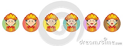 South Sumatra Avatar with Various Expression Vector Illustration