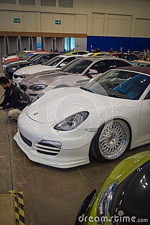 Modified white Porsche Boxster S Editorial Stock Photo