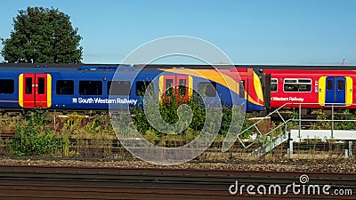 South Western Railway train in London Editorial Stock Photo