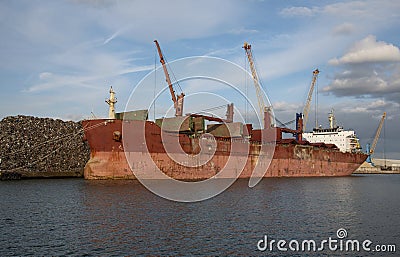 Bulk carrier ship about to load scrap metals, UK Editorial Stock Photo