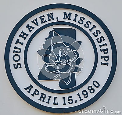 Southaven Mississippi State Seal Blue Editorial Stock Photo