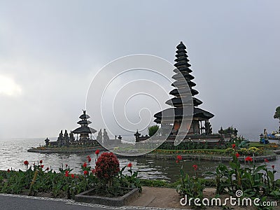 Southeast Asia Indonesia Central Bali Bedugal Lake Ulun Danu Beratan Temple Nature Landscape Religious Architecture Magical Space Editorial Stock Photo