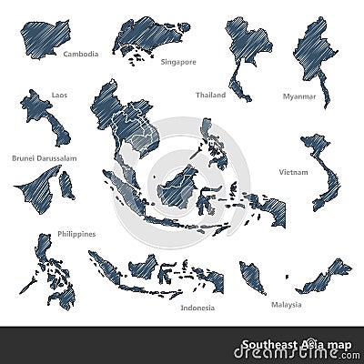 Southeast Asia map Vector Illustration