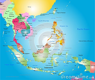 Southeast asia map Vector Illustration