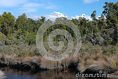 Southern Alps. View from Gillespies lagoon Stock Photo