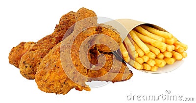 Southern Fried Chicken And French Fries Stock Photo