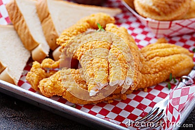 Southern fried fish with toast Stock Photo