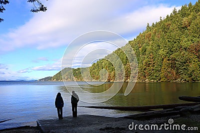 Galiano Island Evening Light at Trincomali Channel, Montague Harbour Provincial Marine Park, British Columbia, Canada Editorial Stock Photo