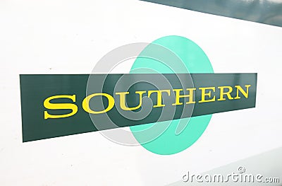 Southern rail train sign London UK Editorial Stock Photo