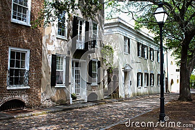 Southern style homes on Gillion St. Charleston, SC Editorial Stock Photo