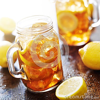 Southern sweet tea in a rustic jar Stock Photo