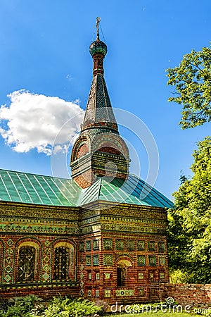 Southern vestibule of the Orthodox Church of the Tikhvin Icon of the Mother of God in the city of Yaroslavl Editorial Stock Photo