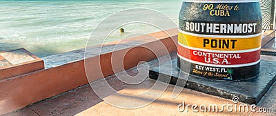 Southernmost Point landmark on a beautiful day, Key West, Florida Editorial Stock Photo