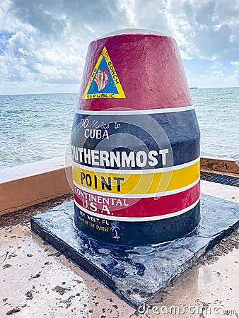 Southernmost point marker, Key West, Florida, USA Editorial Stock Photo