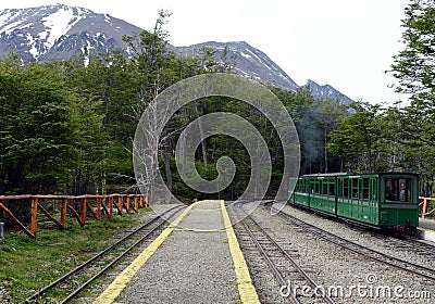 The southernmost railway in the world on the edge of the Earth. Editorial Stock Photo