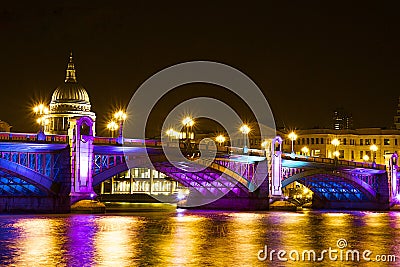 Southwark bridge at Christmas, London Stock Photo