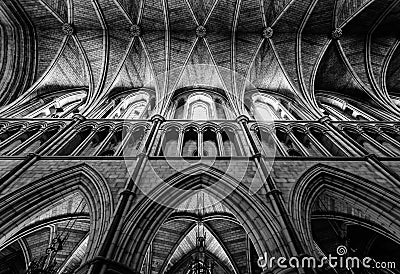 Southwark Cathedral Gothic Interior Nave and Ceiling Editorial Stock Photo