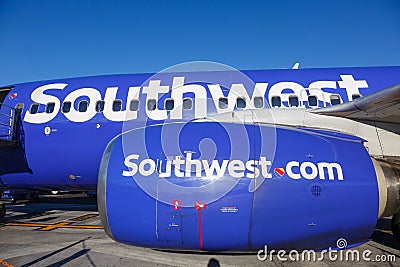 Southwest Airlines Boeing 737-700 airplane engine Editorial Stock Photo