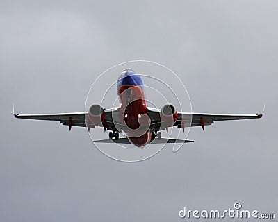 Southwest Airlines Boeing 737NG about to land at LAX Stock Photo