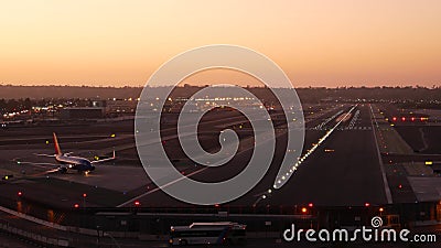 Southwest Airlines plane, airport runway, airplane on Lindbergh Field, San Diego Editorial Stock Photo