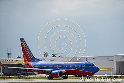 Southwest airplane at FLL Airport Editorial Stock Photo