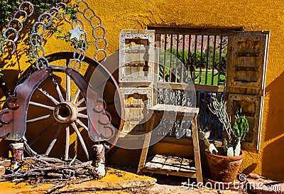 Southwest outside decor with Western theme Stock Photo