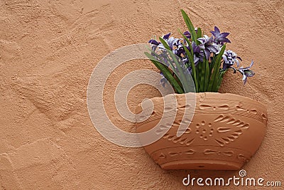 Southwestern Pottery and Floral Design Stock Photo
