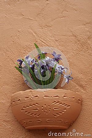 Southwestern Pottery and Floral Design Stock Photo