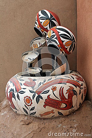 Southwestern Pottery Fountain Stock Photo