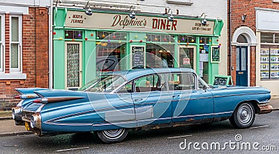 Southwold suffolk 1950s diner and car Editorial Stock Photo