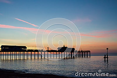 SOUTHWOLD, SUFFOLK/UK - MAY 24 : Sunrise over Southwold Pier Suffolk on May 24, 2017 Editorial Stock Photo
