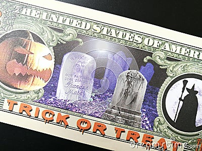Souvenir bank note Happy Halloween Trick or Treat Editorial Stock Photo