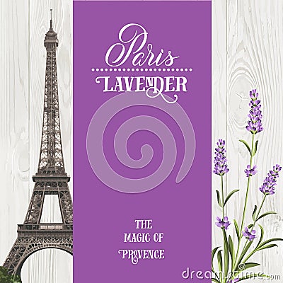 Souvenir card with eiffel tower. Vector Illustration