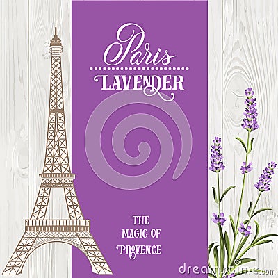 Souvenir card with eiffel tower. Vector Illustration