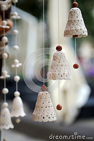 Souvenir ceramic bells at the market Stock Photo