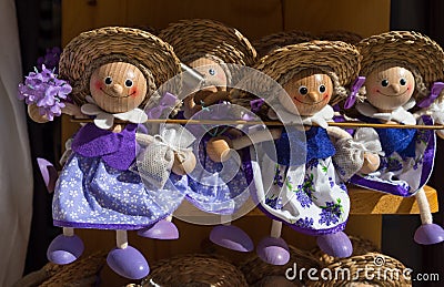 Souvenir dolls with lavender for sale at local market in Croatia Stock Photo