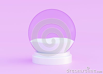 A souvenir Empty Transparent Snow Globe with snow cover Stock Photo