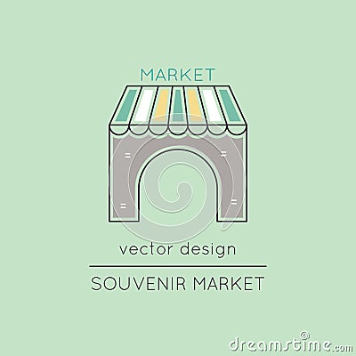 Souvenir market line icon Vector Illustration