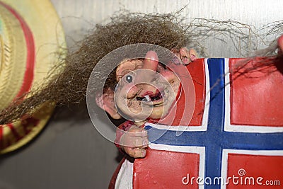 Souvenir norvegian porcelain ceramic flag Stock Photo