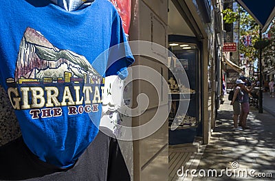 Souvenir shop, Main Street, Gibraltar. Editorial Stock Photo