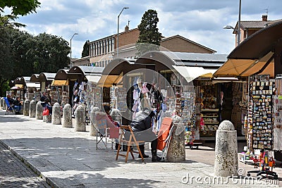 Souvenir shops in Santa Maria Angeli, Umbria Editorial Stock Photo