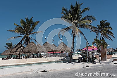 Souvenir stalls on the beach promenade of Progreso, Yucatan, Mexico Editorial Stock Photo