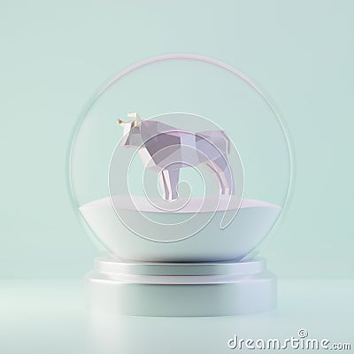 A souvenir Transparent Snow Globe with polygonal Bull Stock Photo