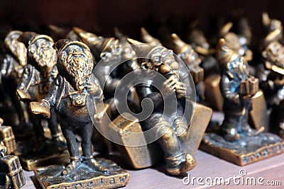 Souvenirs, little gnomes figurines, symbols of Wroclaw city Editorial Stock Photo