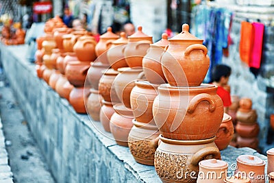 Souvenirs sold on a local market in the old town of Sheki, Azerbaijan. Stock Photo