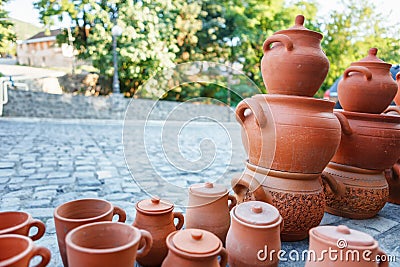 Souvenirs sold on a local market in the old town of Sheki, Azerbaijan. Stock Photo