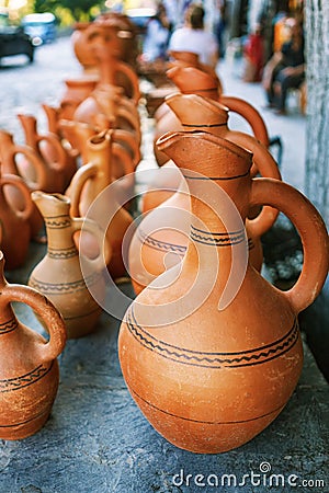 Souvenirs sold on a local market in the old town of Sheki, Azerbaijan. Stock Photo