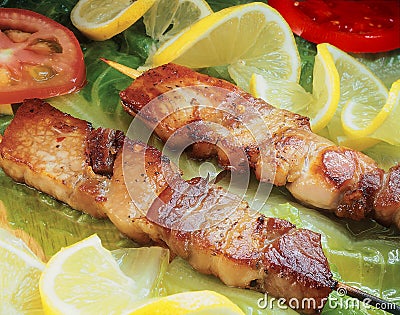 Souvlaki - skewer. Stock Photo