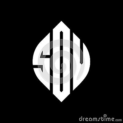 SOV circle letter logo design with circle and ellipse shape. SOV ellipse letters with typographic style. The three initials form a Vector Illustration